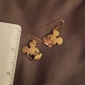Mickey mouse gold toned earrings